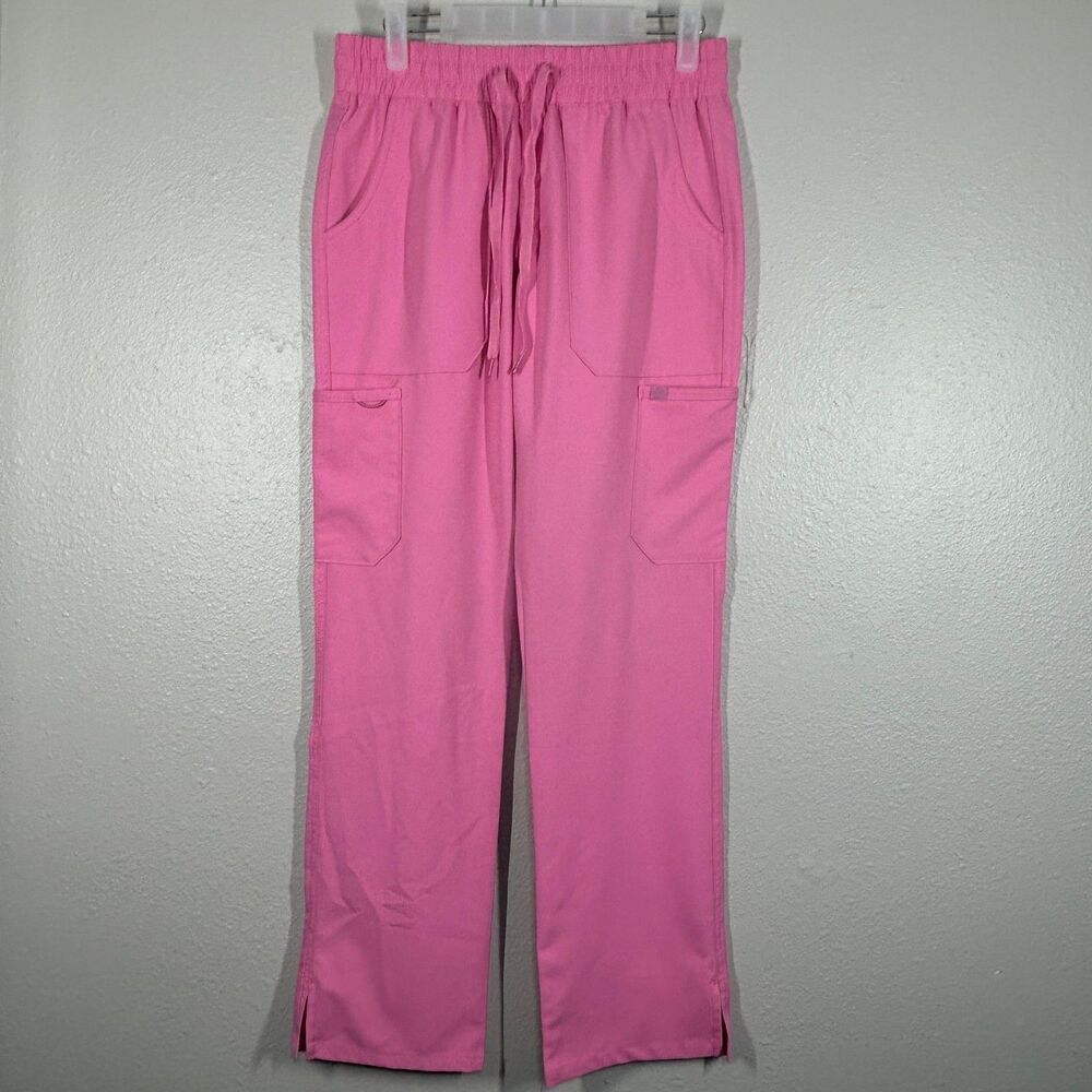 Zavate Studio Scrub Pants Womens XS Pink Cargo‎ Drawstring Elastic Waist Pocket